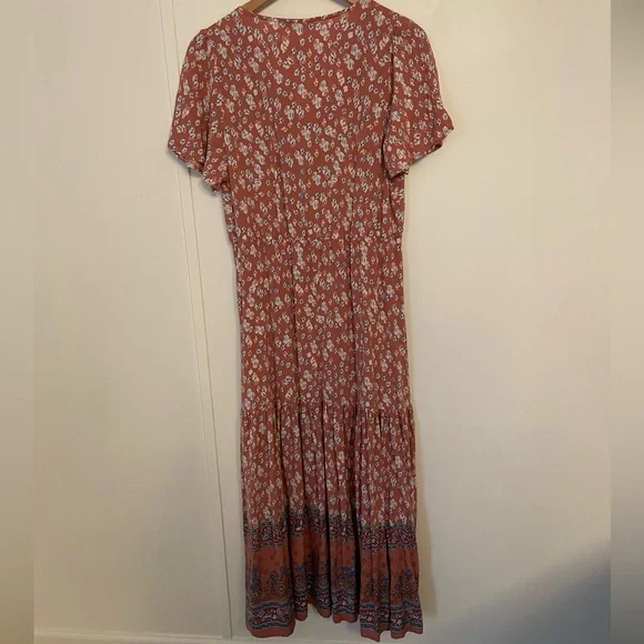 BloomChic Floral Maxi Dress - Terracotta and Blue Size 14/16 Boho - Picture 8 of 12